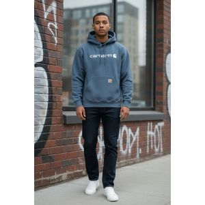 CARHARTT MENS CHEST LOGO HOODIE-SKY