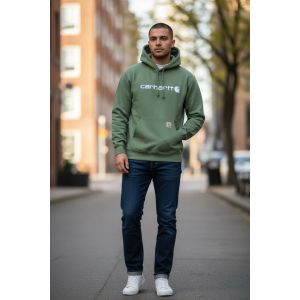 CARHARTT MENS CHEST LOGO HOODIE-GREEN