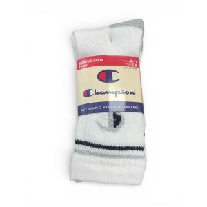 CHAMPION 9-11 3PK CREW SOCKS-BLK/WHT