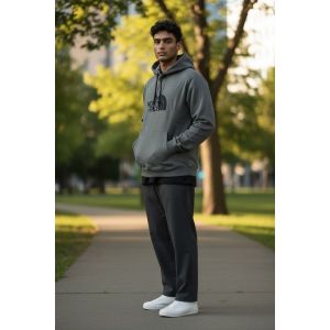 NORTH FACE MENS LARGE CHEST PRINT HOODIE-CHARCOAL