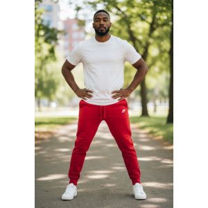 NIKE MENS FLEECE SWOOSH JOGGER-RED