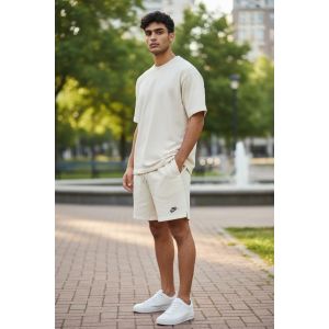 NIKE MENS TERRY SHORTS-OFF WHITE