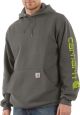 *OCT*CARHARTT SLEEVE LOGO HOODIE-CHARCOAL