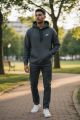 NIKE MENS LEFT CHEST HOODIE-CHARCOAL